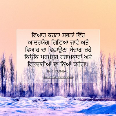 Picture 07 - ਇਬਰਾਨੀ 13:4 PANIRV - ਵਿਆਹ ਕਰਨਾ ਸਭਨਾਂ - Bible Verse Picture