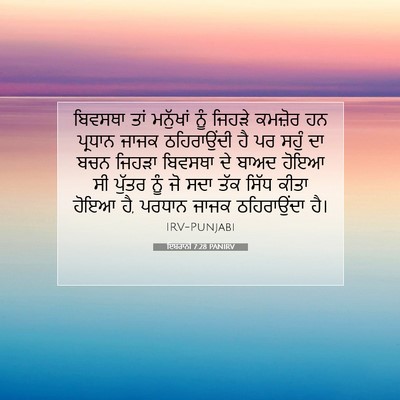 Picture 07 - ਇਬਰਾਨੀ 7:28 PANIRV - ਬਿਵਸਥਾ ਤਾਂ - Bible Verse Picture