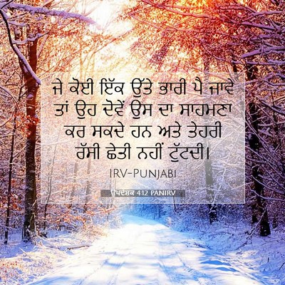Picture 07 - ਉਪਦੇਸ਼ਕ 4:12 PANIRV - ਜੇ ਕੋਈ ਇੱਕ ਉੱਤੇ - Bible Verse Picture