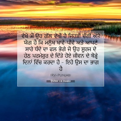 Picture 07 - ਉਪਦੇਸ਼ਕ 5:18 PANIRV - ਵੇਖੋ, ਮੈਂ ਉਹ ਗੱਲ - Bible Verse Picture
