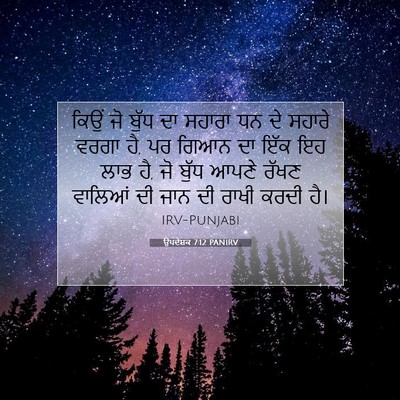 Picture 07 - ਉਪਦੇਸ਼ਕ 7:12 PANIRV - ਕਿਉਂ ਜੋ ਬੁੱਧ ਦਾ - Bible Verse Picture