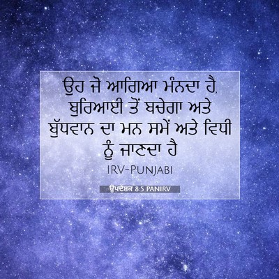 Picture 07 - ਉਪਦੇਸ਼ਕ 8:5 PANIRV - ਉਹ ਜੋ ਆਗਿਆ ਮੰਨਦਾ - Bible Verse Picture