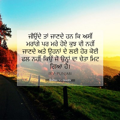 Picture 07 - ਉਪਦੇਸ਼ਕ 9:5 PANIRV - ਜੀਉਂਦੇ ਤਾਂ ਜਾਣਦੇ - Bible Verse Picture