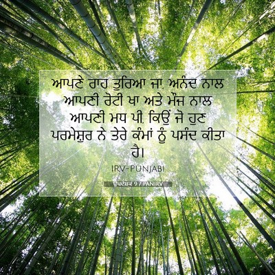 Picture 07 - ਉਪਦੇਸ਼ਕ 9:7 PANIRV - ਆਪਣੇ ਰਾਹ ਤੁਰਿਆ ਜਾ, - Bible Verse Picture