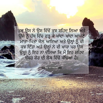 Picture 07 - ਕਜ਼ਾૃ 14:9 PANIRV - ਤਦ ਉਸ ਨੇ ਉਸ ਵਿੱਚੋਂ - Bible Verse Picture