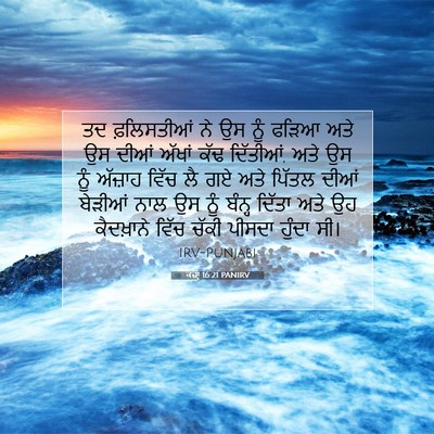 Picture 07 - ਕਜ਼ਾૃ 16:21 PANIRV - ਤਦ ਫ਼ਲਿਸਤੀਆਂ ਨੇ ਉਸ - Bible Verse Picture