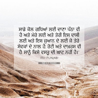 Picture 07 - ਕਜ਼ਾૃ 19:19 PANIRV - ਸਾਡੇ ਕੋਲ ਗਧਿਆਂ ਲਈ - Bible Verse Picture