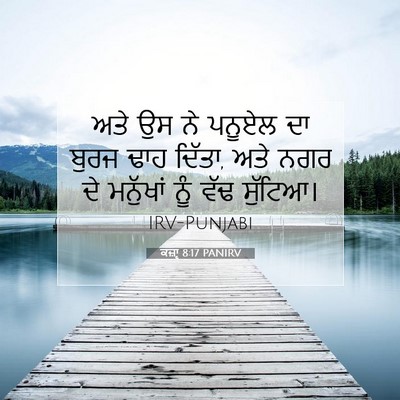 Picture 07 - ਕਜ਼ਾૃ 8:17 PANIRV - ਅਤੇ ਉਸ ਨੇ ਪਨੂਏਲ ਦਾ - Bible Verse Picture