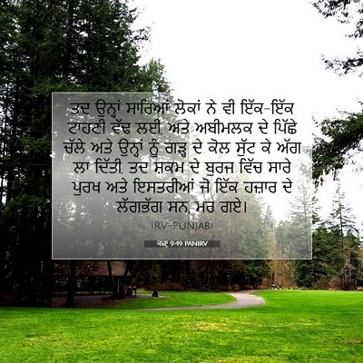 Picture 07 - ਕਜ਼ਾૃ 9:49 PANIRV - ਤਦ ਉਨ੍ਹਾਂ ਸਾਰਿਆਂ - Bible Verse Picture