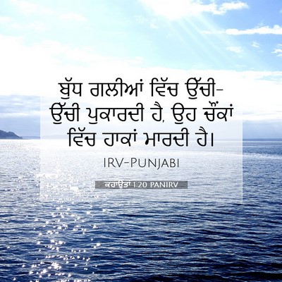 Picture 07 - ਕਹਾਉਤਾਂ 1:20 PANIRV - ਬੁੱਧ ਗਲੀਆਂ ਵਿੱਚ - Bible Verse Picture