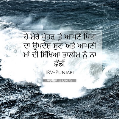 Picture 07 - ਕਹਾਉਤਾਂ 1:8 PANIRV - ਹੇ ਮੇਰੇ ਪੁੱਤਰ, ਤੂੰ - Bible Verse Picture