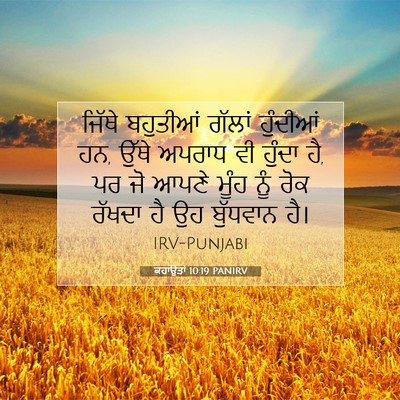 Picture 07 - ਕਹਾਉਤਾਂ 10:19 PANIRV - ਜਿੱਥੇ ਬਹੁਤੀਆਂ - Bible Verse Picture