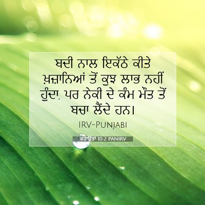 Picture 07 - ਕਹਾਉਤਾਂ 10:2 PANIRV - ਬਦੀ ਨਾਲ ਇਕੱਠੇ ਕੀਤੇ - Bible Verse Picture