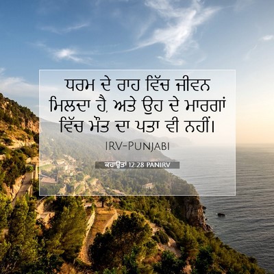 Picture 07 - ਕਹਾਉਤਾਂ 12:28 PANIRV - ਧਰਮ ਦੇ ਰਾਹ ਵਿੱਚ - Bible Verse Picture