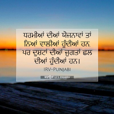 Picture 07 - ਕਹਾਉਤਾਂ 12:5 PANIRV - ਧਰਮੀਆਂ ਦੀਆਂ - Bible Verse Picture