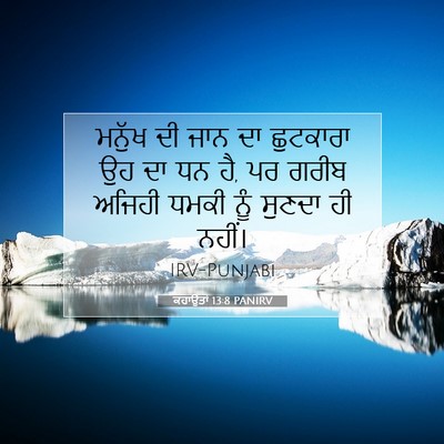 Picture 07 - ਕਹਾਉਤਾਂ 13:8 PANIRV - ਮਨੁੱਖ ਦੀ ਜਾਨ ਦਾ - Bible Verse Picture