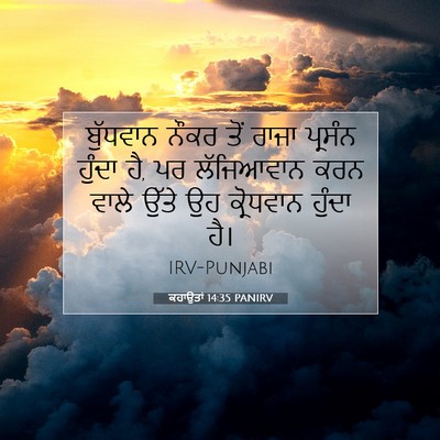 Picture 07 - ਕਹਾਉਤਾਂ 14:35 PANIRV - ਬੁੱਧਵਾਨ ਨੌਕਰ ਤੋਂ - Bible Verse Picture