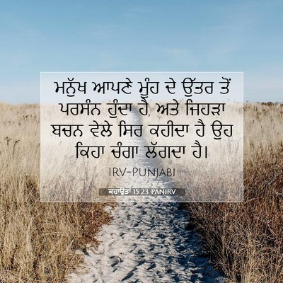 Picture 07 - ਕਹਾਉਤਾਂ 15:23 PANIRV - ਮਨੁੱਖ ਆਪਣੇ ਮੂੰਹ ਦੇ - Bible Verse Picture