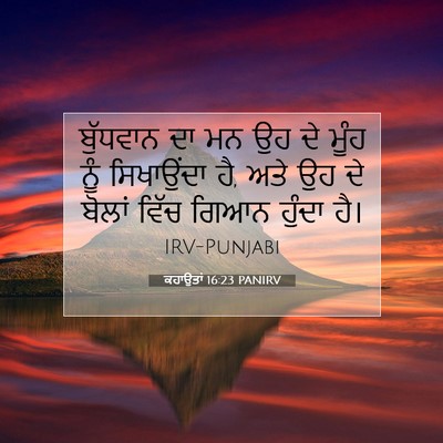 Picture 07 - ਕਹਾਉਤਾਂ 16:23 PANIRV - ਬੁੱਧਵਾਨ ਦਾ ਮਨ ਉਹ ਦੇ - Bible Verse Picture