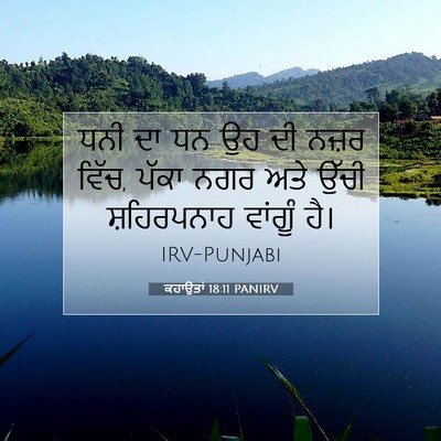 Picture 07 - ਕਹਾਉਤਾਂ 18:11 PANIRV - ਧਨੀ ਦਾ ਧਨ ਉਹ ਦੀ - Bible Verse Picture