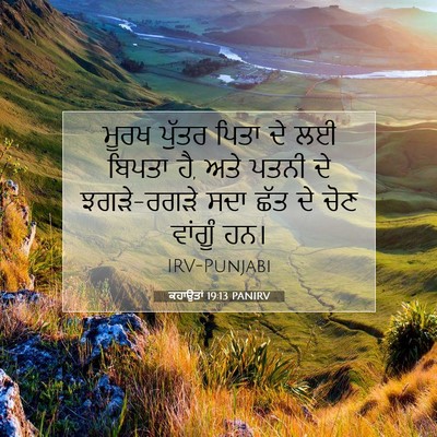 Picture 07 - ਕਹਾਉਤਾਂ 19:13 PANIRV - ਮੂਰਖ ਪੁੱਤਰ ਪਿਤਾ ਦੇ - Bible Verse Picture