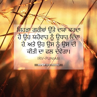 Picture 07 - ਕਹਾਉਤਾਂ 19:17 PANIRV - ਜਿਹੜਾ ਗਰੀਬਾਂ ਉੱਤੇ - Bible Verse Picture