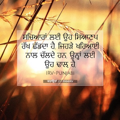 Picture 07 - ਕਹਾਉਤਾਂ 2:7 PANIRV - ਸਚਿਆਰਾਂ ਲਈ ਉਹ - Bible Verse Picture