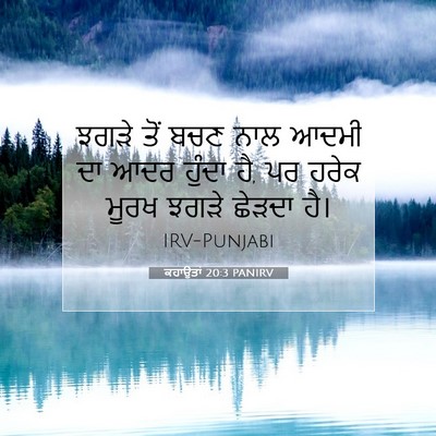 Picture 07 - ਕਹਾਉਤਾਂ 20:3 PANIRV - ਝਗੜੇ ਤੋਂ ਬਚਣ ਨਾਲ - Bible Verse Picture