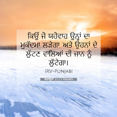 Picture 07 - ਕਹਾਉਤਾਂ 22:23 PANIRV - ਕਿਉਂ ਜੋ ਯਹੋਵਾਹ - Bible Verse Picture