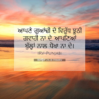 Picture 07 - ਕਹਾਉਤਾਂ 24:28 PANIRV - ਆਪਣੇ ਗੁਆਂਢੀ ਦੇ - Bible Verse Picture