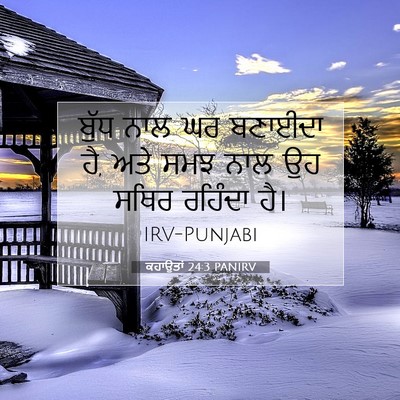 Picture 07 - ਕਹਾਉਤਾਂ 24:3 PANIRV - ਬੁੱਧ ਨਾਲ ਘਰ ਬਣਾਈਦਾ - Bible Verse Picture