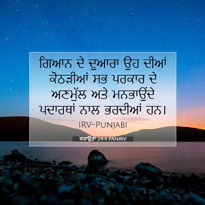 Picture 07 - ਕਹਾਉਤਾਂ 24:4 PANIRV - ਗਿਆਨ ਦੇ ਦੁਆਰਾ ਉਹ - Bible Verse Picture
