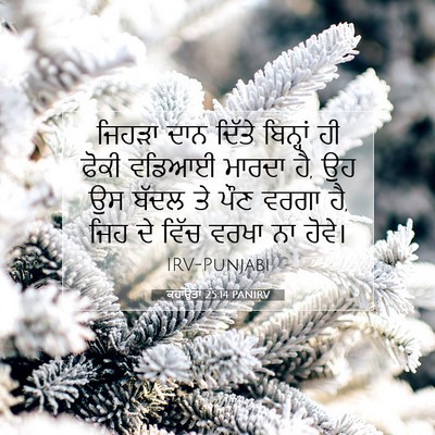 Picture 07 - ਕਹਾਉਤਾਂ 25:14 PANIRV - ਜਿਹੜਾ ਦਾਨ ਦਿੱਤੇ - Bible Verse Picture
