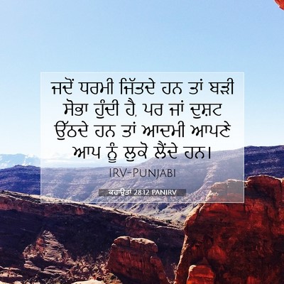 Picture 07 - ਕਹਾਉਤਾਂ 28:12 PANIRV - ਜਦੋਂ ਧਰਮੀ ਜਿੱਤਦੇ - Bible Verse Picture