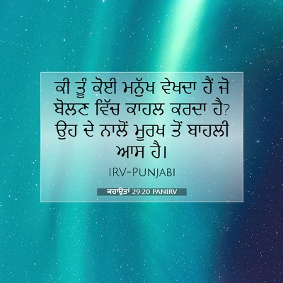 Picture 07 - ਕਹਾਉਤਾਂ 29:20 PANIRV - ਕੀ ਤੂੰ ਕੋਈ ਮਨੁੱਖ - Bible Verse Picture