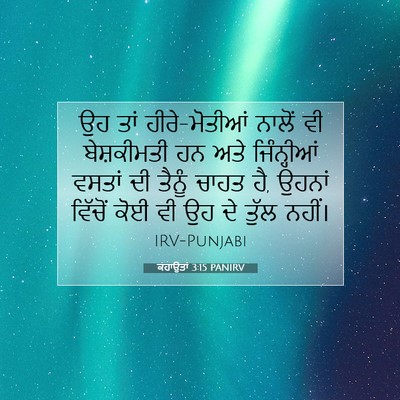 Picture 07 - ਕਹਾਉਤਾਂ 3:15 PANIRV - ਉਹ ਤਾਂ ਹੀਰੇ-ਮੋਤੀਆਂ - Bible Verse Picture