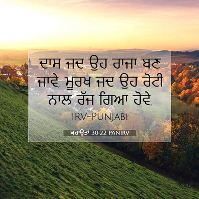 Picture 07 - ਕਹਾਉਤਾਂ 30:22 PANIRV - ਦਾਸ ਜਦ ਉਹ ਰਾਜਾ ਬਣ - Bible Verse Picture