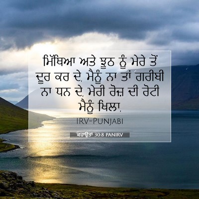 Picture 07 - ਕਹਾਉਤਾਂ 30:8 PANIRV - ਮਿੱਥਿਆ ਅਤੇ ਝੂਠ ਨੂੰ - Bible Verse Picture