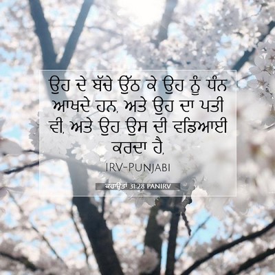 Picture 07 - ਕਹਾਉਤਾਂ 31:28 PANIRV - ਉਹ ਦੇ ਬੱਚੇ ਉੱਠ ਕੇ - Bible Verse Picture