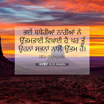 Picture 07 - ਕਹਾਉਤਾਂ 31:29 PANIRV - ਭਈ ਬਥੇਰੀਆਂ ਨਾਰੀਆਂ - Bible Verse Picture