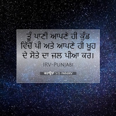 Picture 07 - ਕਹਾਉਤਾਂ 5:15 PANIRV - ਤੂੰ ਪਾਣੀ ਆਪਣੇ ਹੀ - Bible Verse Picture