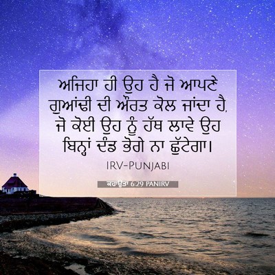 Picture 07 - ਕਹਾਉਤਾਂ 6:29 PANIRV - ਅਜਿਹਾ ਹੀ ਉਹ ਹੈ ਜੋ - Bible Verse Picture