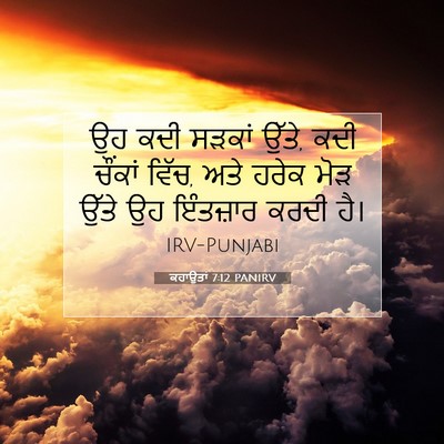 Picture 07 - ਕਹਾਉਤਾਂ 7:12 PANIRV - ਉਹ ਕਦੀ ਸੜਕਾਂ ਉੱਤੇ, - Bible Verse Picture