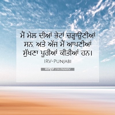 Picture 07 - ਕਹਾਉਤਾਂ 7:14 PANIRV - ਮੈਂ ਮੇਲ ਦੀਆਂ ਭੇਟਾਂ - Bible Verse Picture