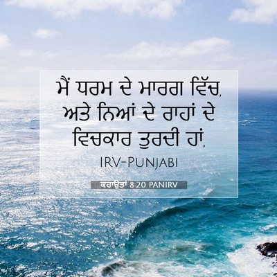 Picture 07 - ਕਹਾਉਤਾਂ 8:20 PANIRV - ਮੈਂ ਧਰਮ ਦੇ ਮਾਰਗ - Bible Verse Picture