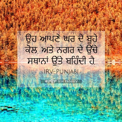 Picture 07 - ਕਹਾਉਤਾਂ 9:14 PANIRV - ਉਹ ਆਪਣੇ ਘਰ ਦੇ ਬੂਹੇ - Bible Verse Picture