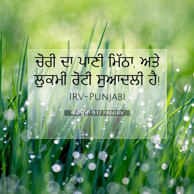 Picture 07 - ਕਹਾਉਤਾਂ 9:17 PANIRV - ਚੋਰੀ ਦਾ ਪਾਣੀ ਮਿੱਠਾ, - Bible Verse Picture