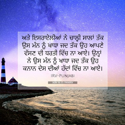 Picture 07 - ਖ਼ਰੋਜ 16:35 PANIRV - ਅਤੇ ਇਸਰਾਏਲੀਆਂ ਨੇ - Bible Verse Picture