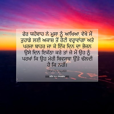 Picture 07 - ਖ਼ਰੋਜ 16:4 PANIRV - ਫੇਰ ਯਹੋਵਾਹ ਨੇ ਮੂਸਾ - Bible Verse Picture
