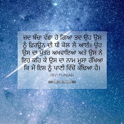 Picture 07 - ਖ਼ਰੋਜ 2:10 PANIRV - ਜਦ ਬੱਚਾ ਵੱਡਾ ਹੋ ਗਿਆ - Bible Verse Picture